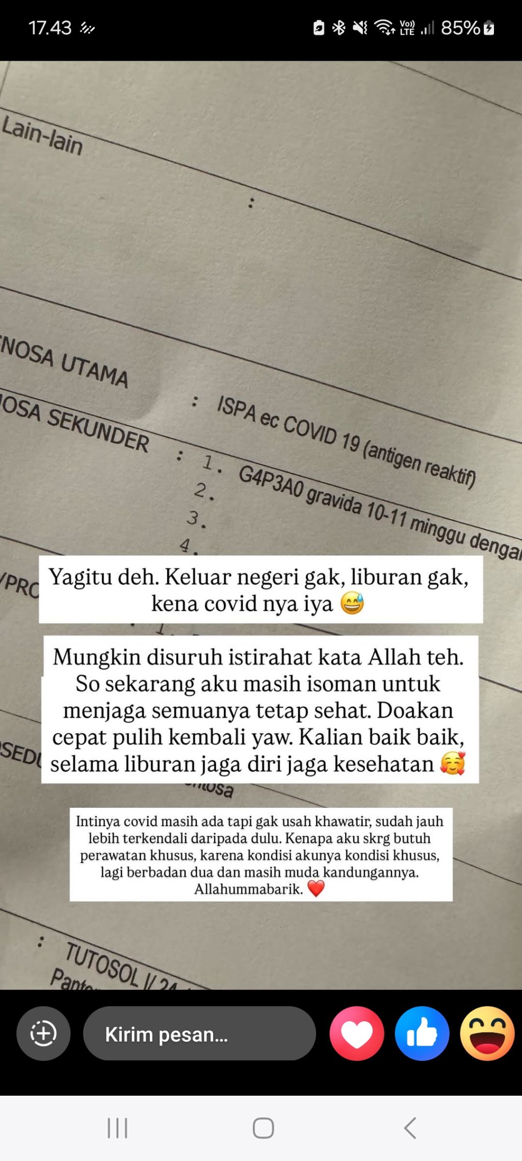 Unggahan Putri Karlina melalui Instagram