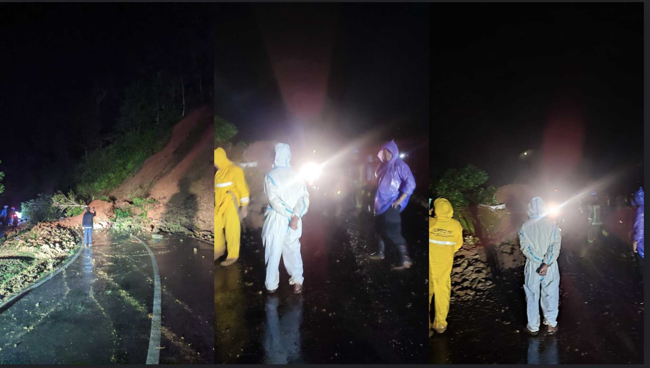 Longsor Tutup Akses Bungbulang–Caringin, Polisi dan Warga Lakukan Evakuasi Malam Hari